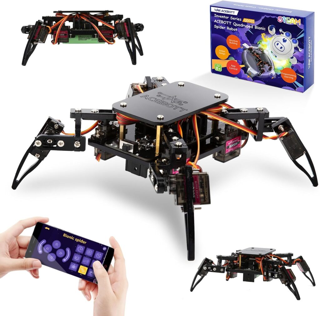 ACEBOTT QD020 Quadruped Bionic Spider Robot Kit with ESP8266 Controller Board | Supports Arduino, ACECode Programming